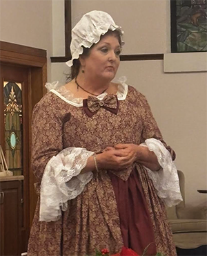 Historic interpreter, author and educator Lori Roberts as First Lady "Martha Washington" gave a most interesting and informative program on the Washington family as well as some of the holiday traditions that was observed by the family at Mt. Vernon.